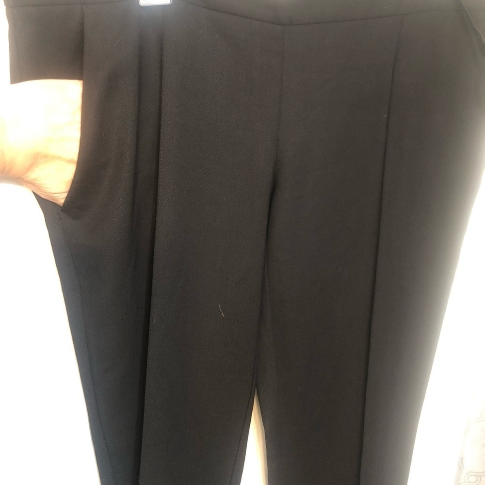 Moschino size 10 black dress pants size 10 tapered leg leather trim NWOT